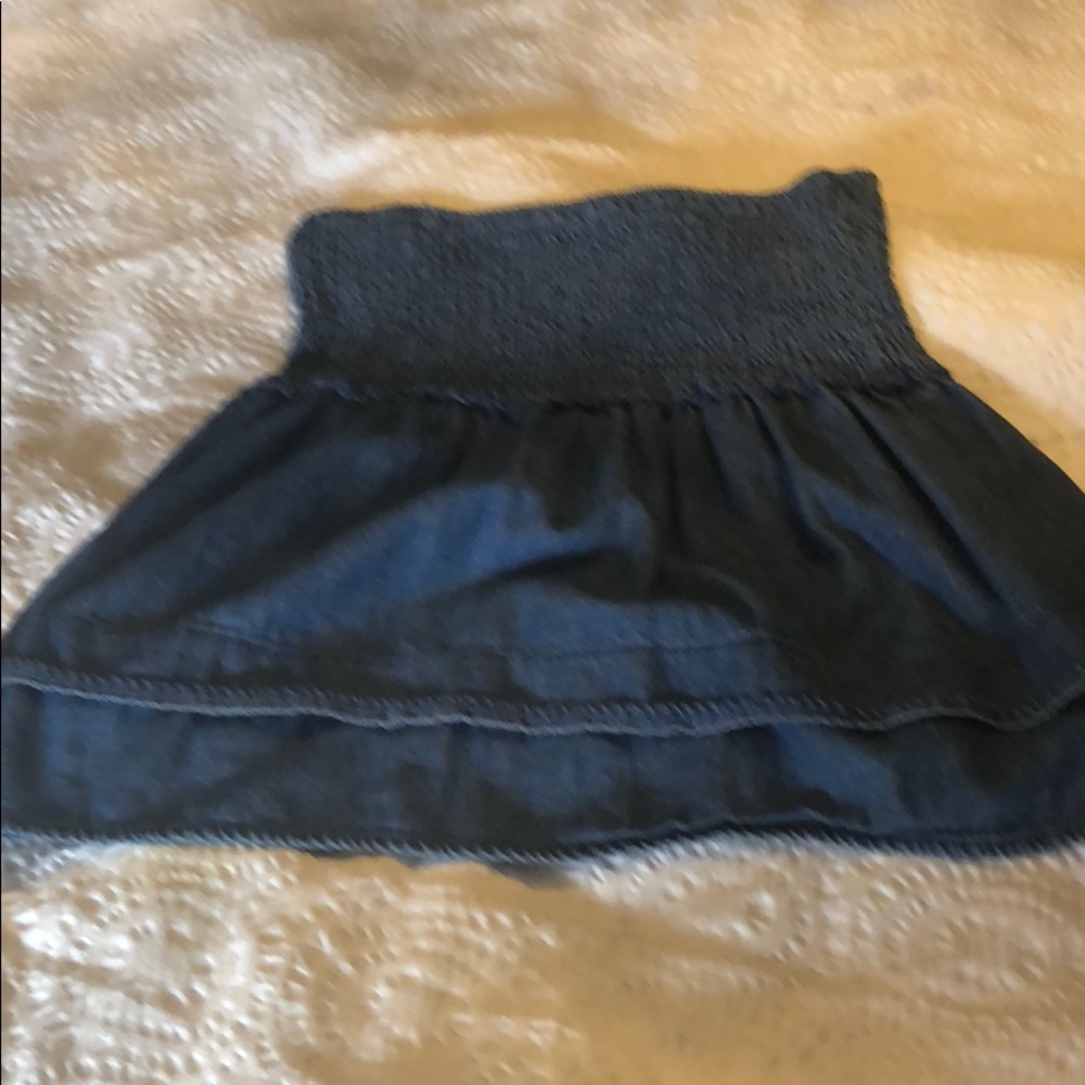 Peplum denim halter top